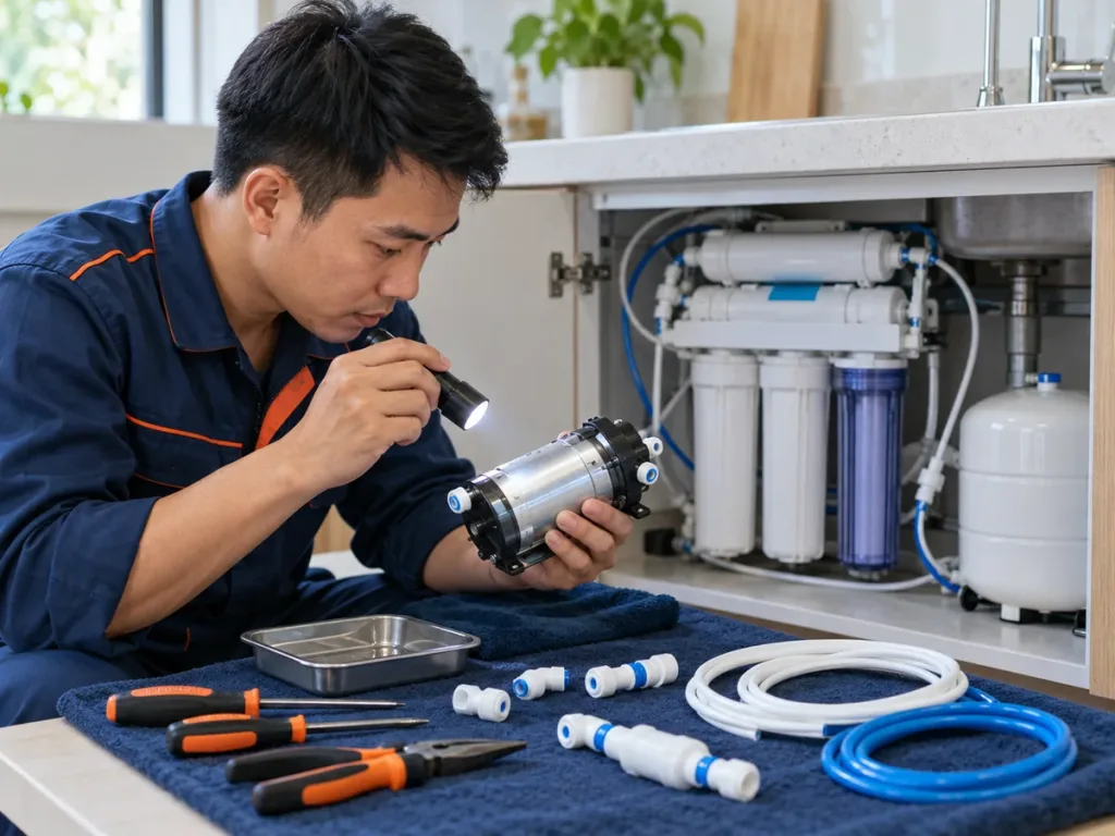Ảnh minh họa: Kiểm tra bơm v&agrave; linh kiện m&aacute;y lọc nước