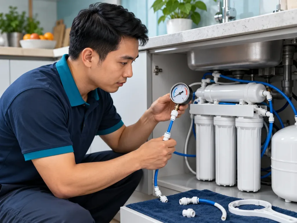 Ảnh minh họa: Kiểm tra đường nước m&aacute;y lọc RO