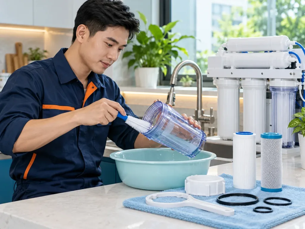 Ảnh minh họa: Vệ sinh cốc lọc nước